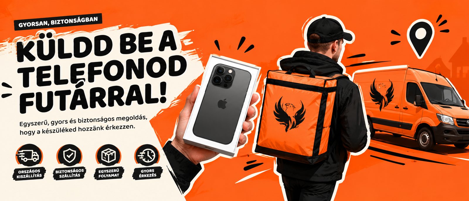 Küldd be a telefonod futárral — országos, biztonságos szállítás, egyszerű folyamat, gyors érkezés